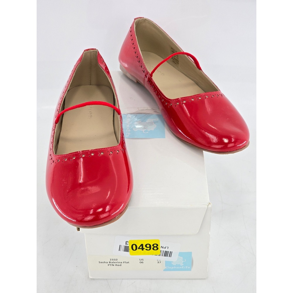 Elephantito Sasha Balerina Flat Girls US 6 Red Patent Leather Brogue - Excellent